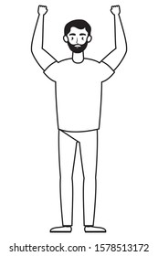 young man with beard avatar character vector illustration design