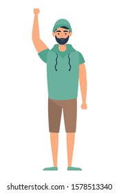 young man with beard avatar character vector illustration design