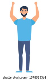 young man with beard avatar character vector illustration design