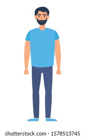 young man with beard avatar character vector illustration design