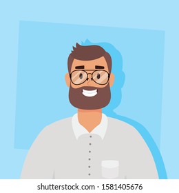 young man with beard avatar character vector illustration design