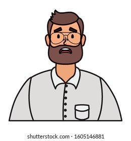 young man with beard avatar character vector illustration design