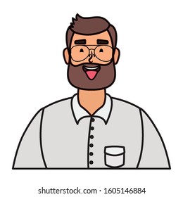 young man with beard avatar character vector illustration design