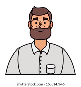 young man with beard avatar character vector illustration design