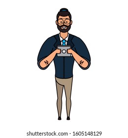 young man with beard avatar character vector illustration design