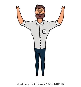 young man with beard avatar character vector illustration design