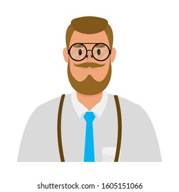 young man with beard avatar character vector illustration design