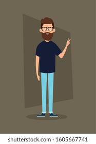 young man with beard avatar character vector illustration design