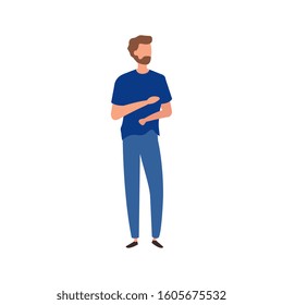 young man with beard avatar character icon vector illustration design