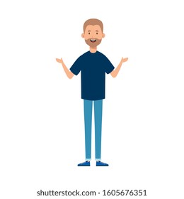 young man with beard avatar character vector illustration design