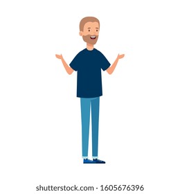 young man with beard avatar character vector illustration design