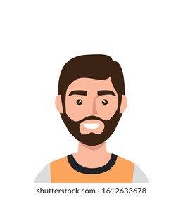 young man with beard avatar character icon vector illustration design