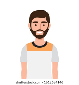 young man with beard avatar character icon vector illustration design