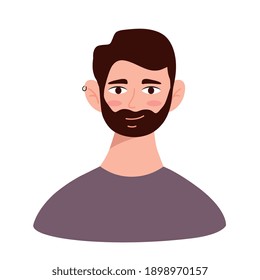 young man with beard avatar character icon vector illustration design