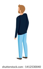 young man with beard back character