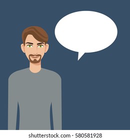 young man beard bubble speech icon