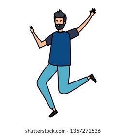 young man with beard celebrating avatar character