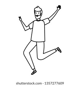 young man with beard celebrating avatar character