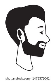 Young man with beard face head profile cartoon vector illustration graphic design.