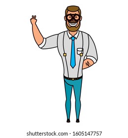 young man with beard and glass character vector illustration design