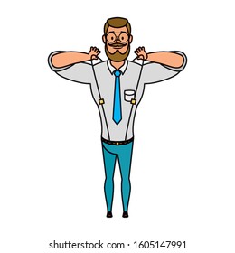 young man with beard and glass character vector illustration design