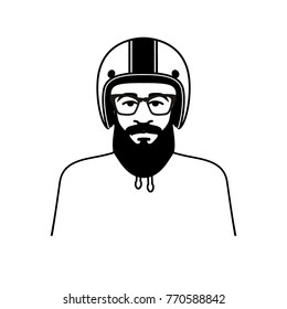 Young Man With Beard and Glasses wearing Helmet 