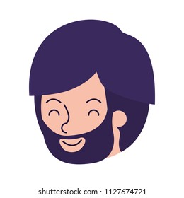 young man with beard head avatar character