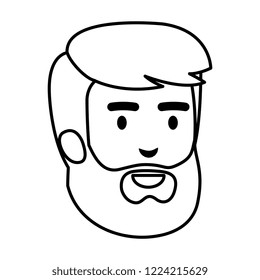 young man with beard head avatar character