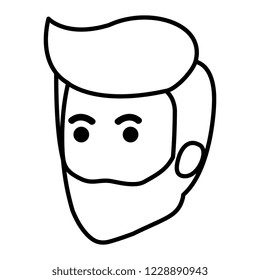 young man with beard head avatar character