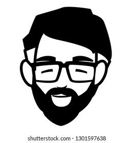 young man with beard head avatar character