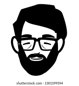 young man with beard head avatar character