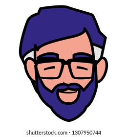 young man with beard head avatar character