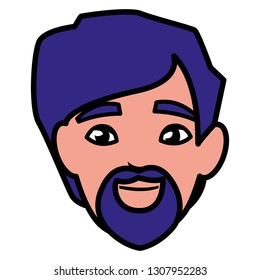 young man with beard head avatar character