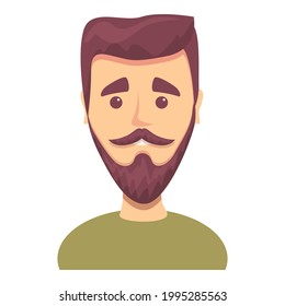 Young man with beard icon. Cartoon of Young man with beard vector icon for web design isolated on white background
