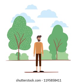 young man with beard on the camp avatar character