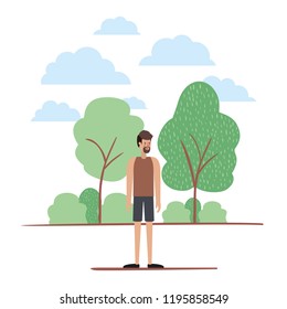 young man with beard on the camp avatar character