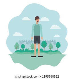 young man with beard on the camp avatar character
