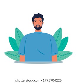 young man with beard on nature scene vector illustration design