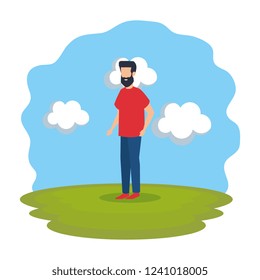 young man with beard in the park
