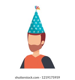 young man with beard and party hat