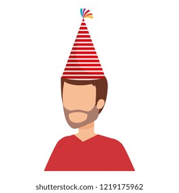 young man with beard and party hat