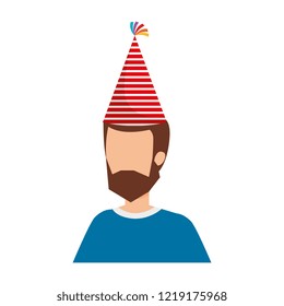 young man with beard and party hat