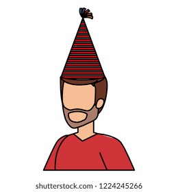 young man with beard and party hat