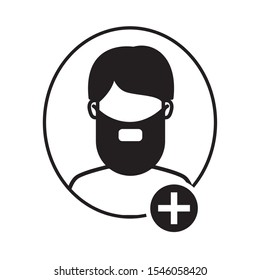 young man with beard and pluss symbol vector illustration design