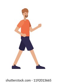 young man with beard running avatar character