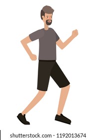 young man with beard running avatar character