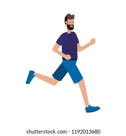 young man with beard running avatar character