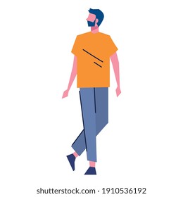 young man with beard standing avatar character vector illustration design