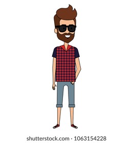 young man with beard and sunglasses avatar character