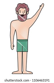 young man beard with swimsuit avatar character